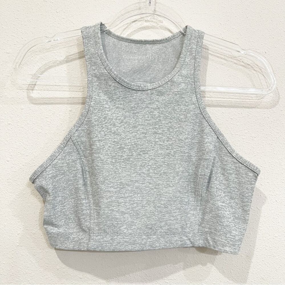 Outdoor Voices Athena Heathered Gray Racerback Sports Bra Crop Top - Large